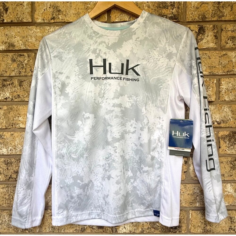size YL youth large NWT Huk Kids Long Sleeve icon camo Fishing Shirt performance
